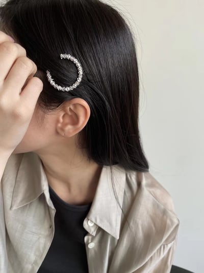 韓國NYU 金屬熔岩滿天星迴紋釦夾7