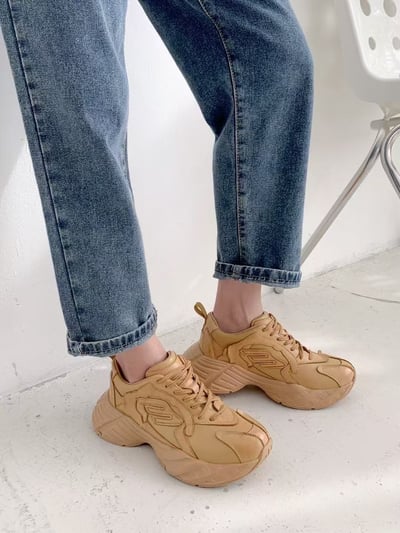 韓國 NAA 姍姍五公分羊皮老爹增高女運動鞋5