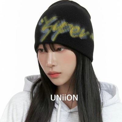 正韓UNI歐美塗鴉印花針織帽3