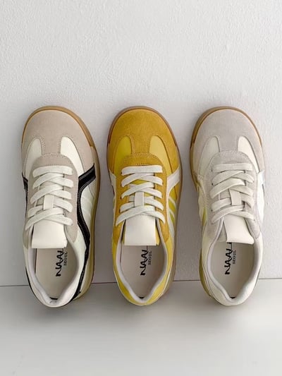 韓國 NAA 真皮麂皮萬線麵包休閒女鞋1