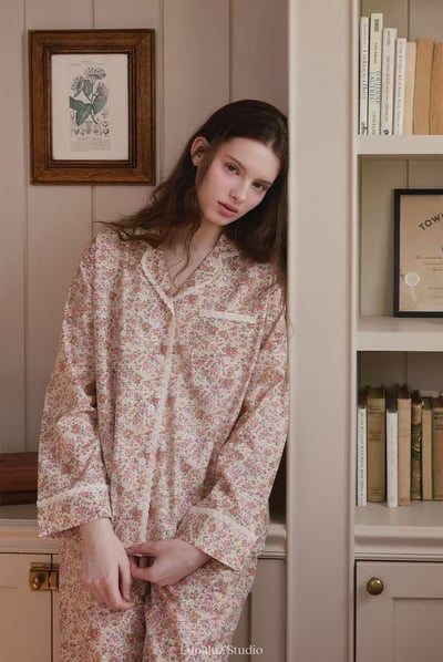 韓國 LUNA 法式鄉村碎花女生情侶套裝睡衣1