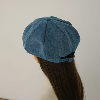 韓國UNI復古丹寧牛仔大帽沿報童帽5