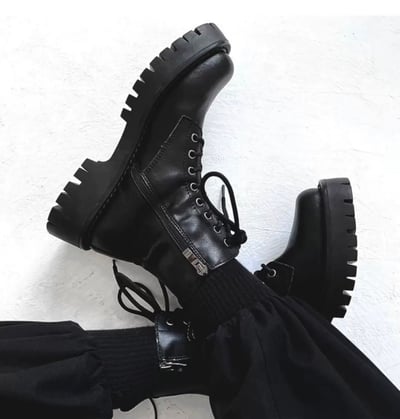 韓國 AL 七公分復古綁繩馬丁靴3