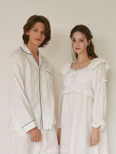 韓國 LUNA 法式極簡浪漫男女情侶睡衣2