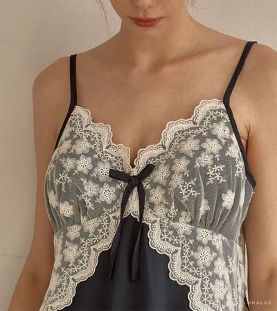 韓國 LUNA 法式浪漫清透蕾絲長裙洋裝睡衣8