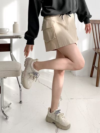 韓國 NAA 真皮撞色雙繩老爹運動休閒女鞋3