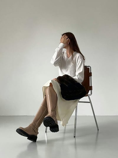 韓國ELF基本款 雙帶低跟膝下長靴2