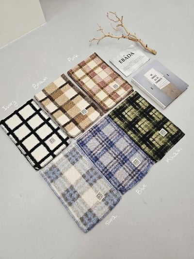 正韓EBA泰迪絨毛格紋圍巾8