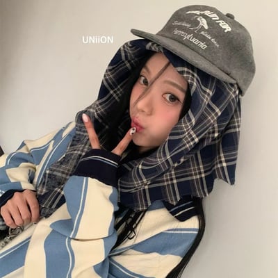 韓國UNI復古白鳥刺繡五分割中性棒球帽1