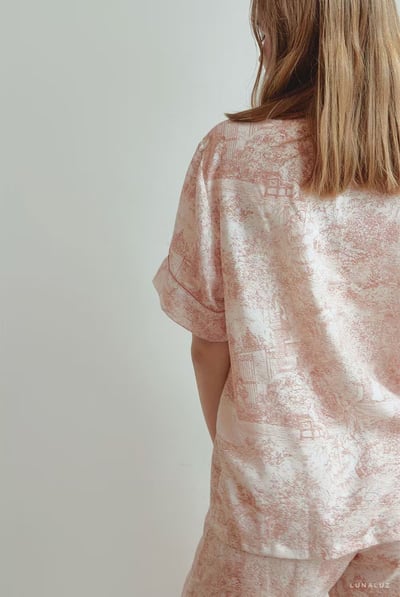 韓國 LUNA 歐風粉色復古莊園短褲套裝睡衣10