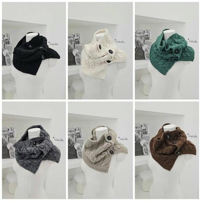 正韓EBA純色麻花鈕扣圍脖 ( 15%羊毛 )14