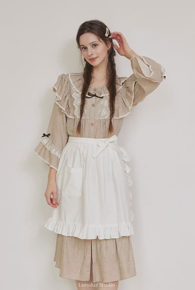 韓國 LUNA 歐式貴族典雅荷葉長裙洋裝睡衣7