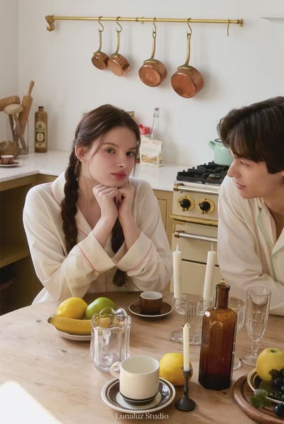 韓國 LUNA 法式極簡線條情侶睡衣1