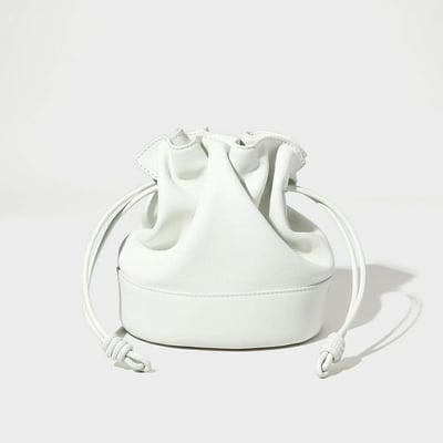 韓國TRO 高級感初春純色羊皮縮口水桶包6