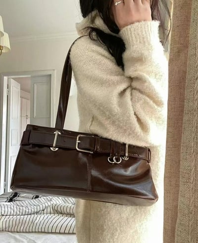 韓國TRO 高級感皮帶扣機車肩背包4