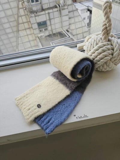 正韓EBA童系拼接針織圍巾10