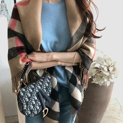 正韓EBA英倫格子雙面兩用披肩5