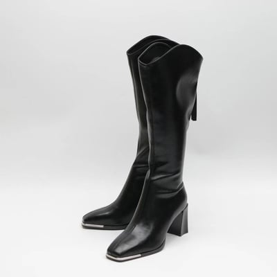 韓國PLA少見馬蹄金屬U口膝下高跟長靴9