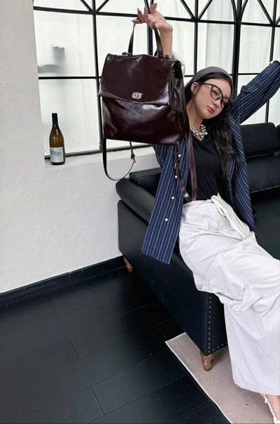 韓國TRO 復古油蠟軟皮手提後背包2