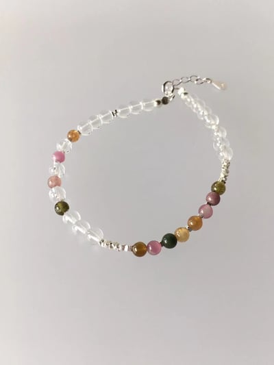韓國NYU 絢彩五行琉璃純銀串珠手鍊1