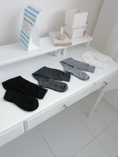 韓國UNI初春新款拼接透氣堆襪（長款）4