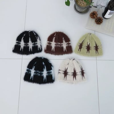 正韓 UNI 茸毛復古star毛線帽9