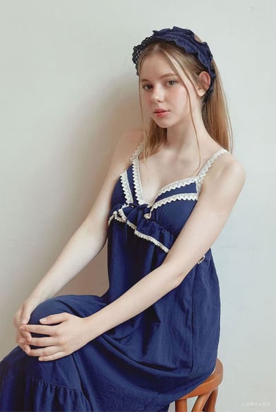 韓國 LUNA 歐風蕾絲海洋魚尾長裙洋裝睡衣6