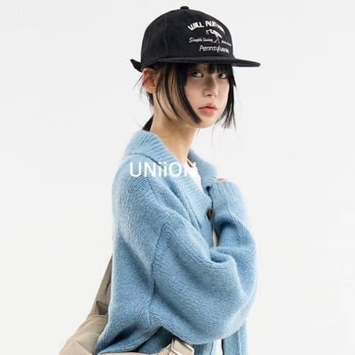 韓國UNI復古白鳥刺繡五分割中性棒球帽5