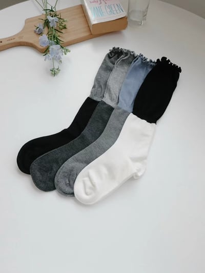 韓國 UNI 捲邊拚色長統襪6