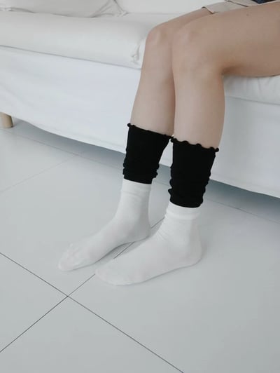 韓國 UNI 捲邊拚色長統襪4