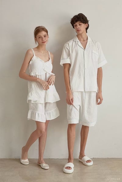 韓國 LUNA 法式壓花浪漫風情男女情侶套裝睡衣4