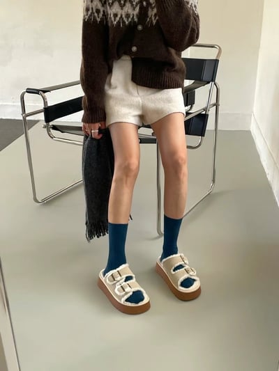 韓國PLA 泰迪勃肯絨毛增高拖鞋9