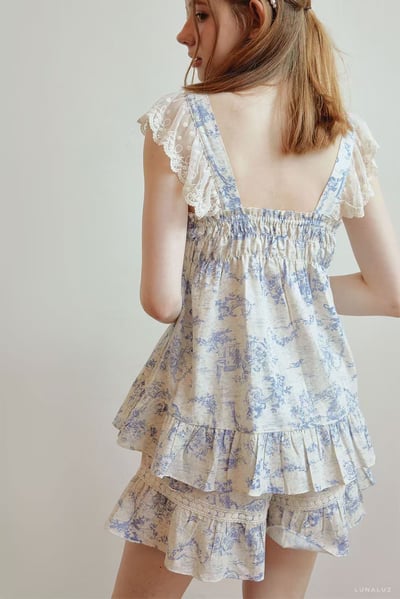 韓國 LUNA 南洋度假蕾絲兩件式短褲情侶睡衣11