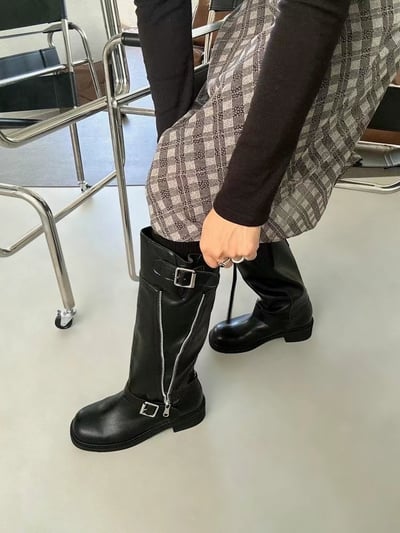 韓國PLA雙大扣開練低跟長靴9