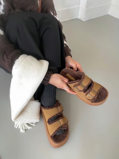 韓國PLA 泰迪勃肯絨毛增高拖鞋5