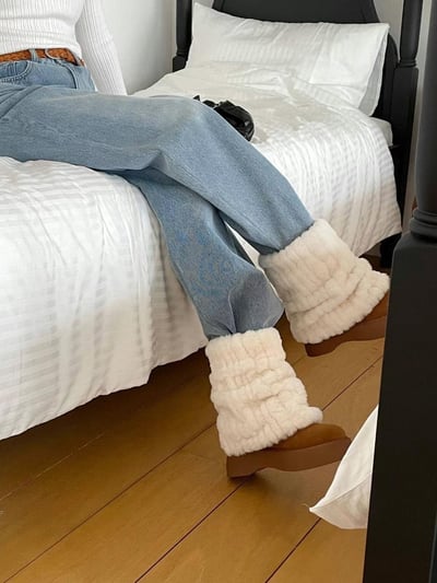 韓國ELF愛斯基摩時髦短筒外翻絨毛短雪靴5