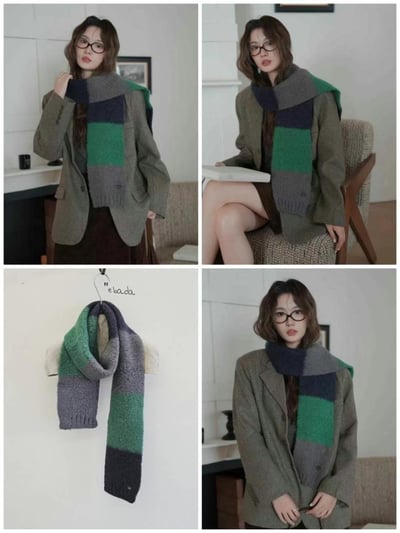 正韓EBA童系拼接針織圍巾7