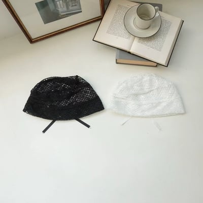 韓國UNI法式蕾絲蝴蝶結鏤空鐘型帽6