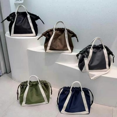 韓國TRO 文青通勤抽繩尼龍手提側背托特包2