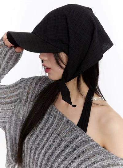 韓國 UNI GD權志龍格紋透氣頭巾帽子1