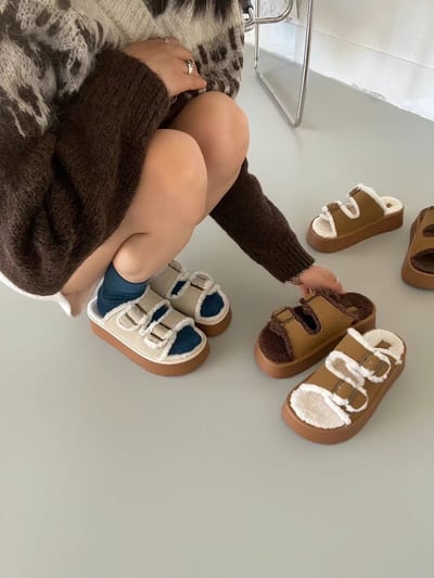 韓國PLA 泰迪勃肯絨毛增高拖鞋8