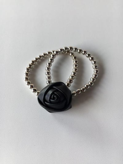 韓國NYU 法式冷豔古典玫瑰串珠髮繩2