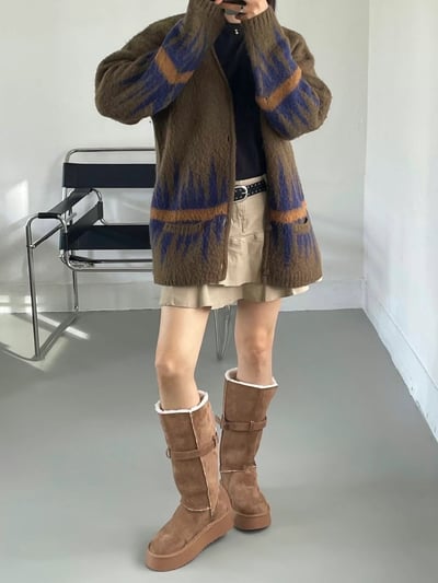 韓國PLA兩穿式下翻長筒絨毛雪靴3