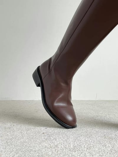 韓國ELF基本款 全素低跟剪頭長靴5