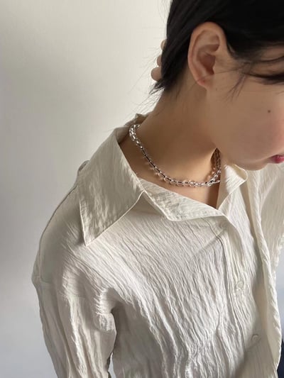 韓國NYU 透明琉璃晶球串珠OT項鍊6