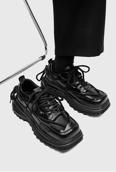 韓國 AL | 小眾原創方頭雙繩編織情侶厚底皮鞋9