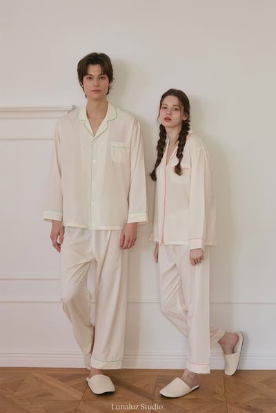 韓國 LUNA 法式極簡線條情侶睡衣9