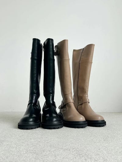 韓國ELF基本款 雙帶低跟膝下長靴8