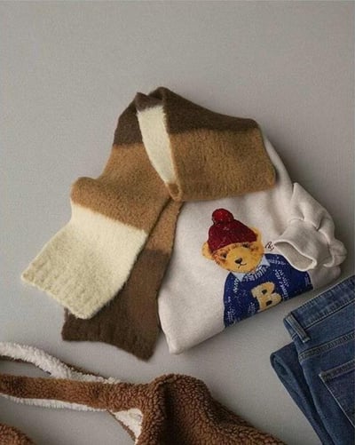 正韓EBA童系拼接針織圍巾2