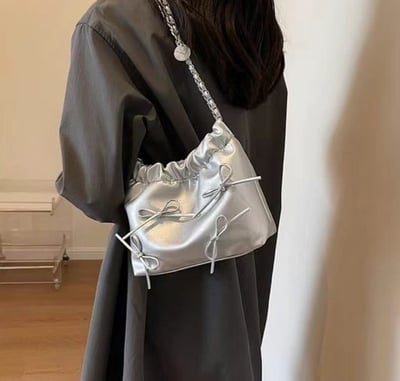 韓國TRO 高級感熟女蝴蝶結收口水桶包6